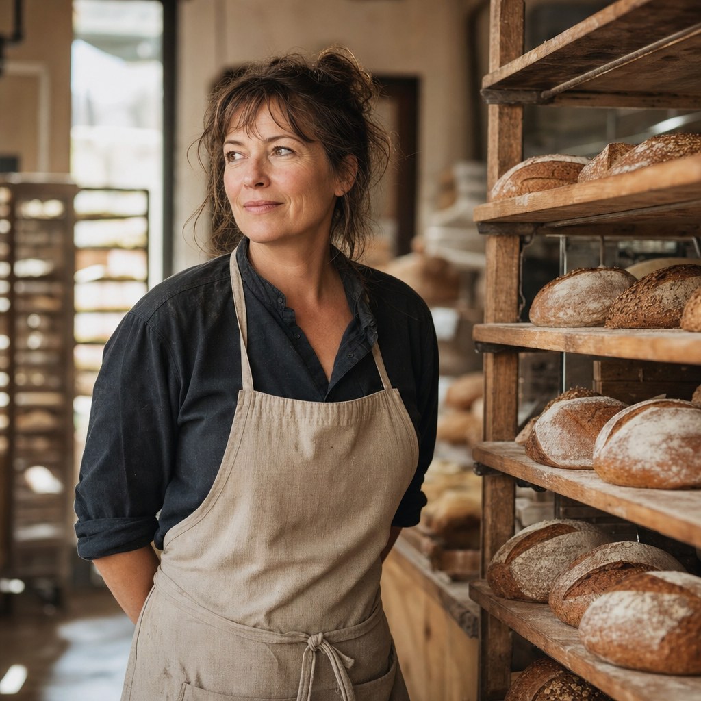Baker in an early-morning bread kitchen